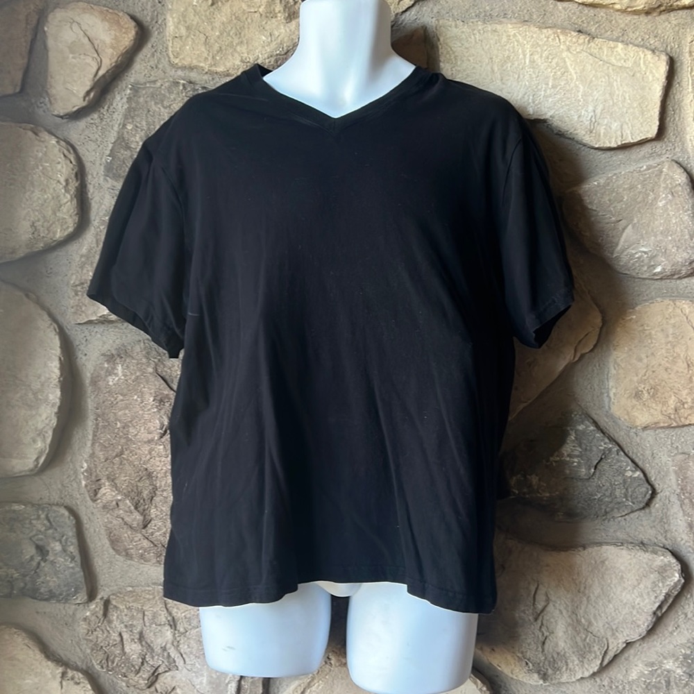 Intriguing thread black v neck t shirt